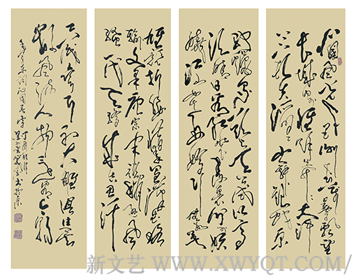 《沁园春 雪》138×35cm×4